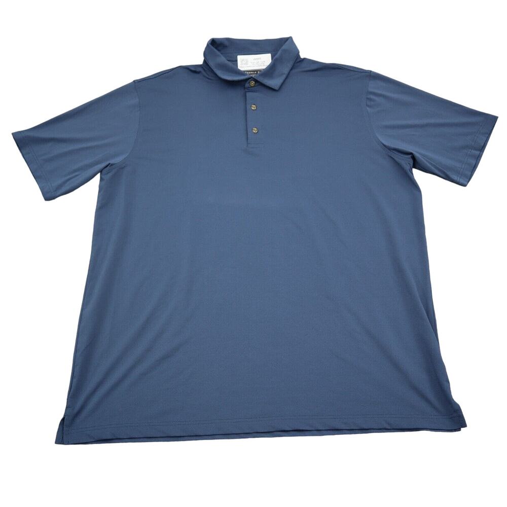 Pebble Beach Shirt Mens XXL Blue Chest Button Short Sleeve Collared Top